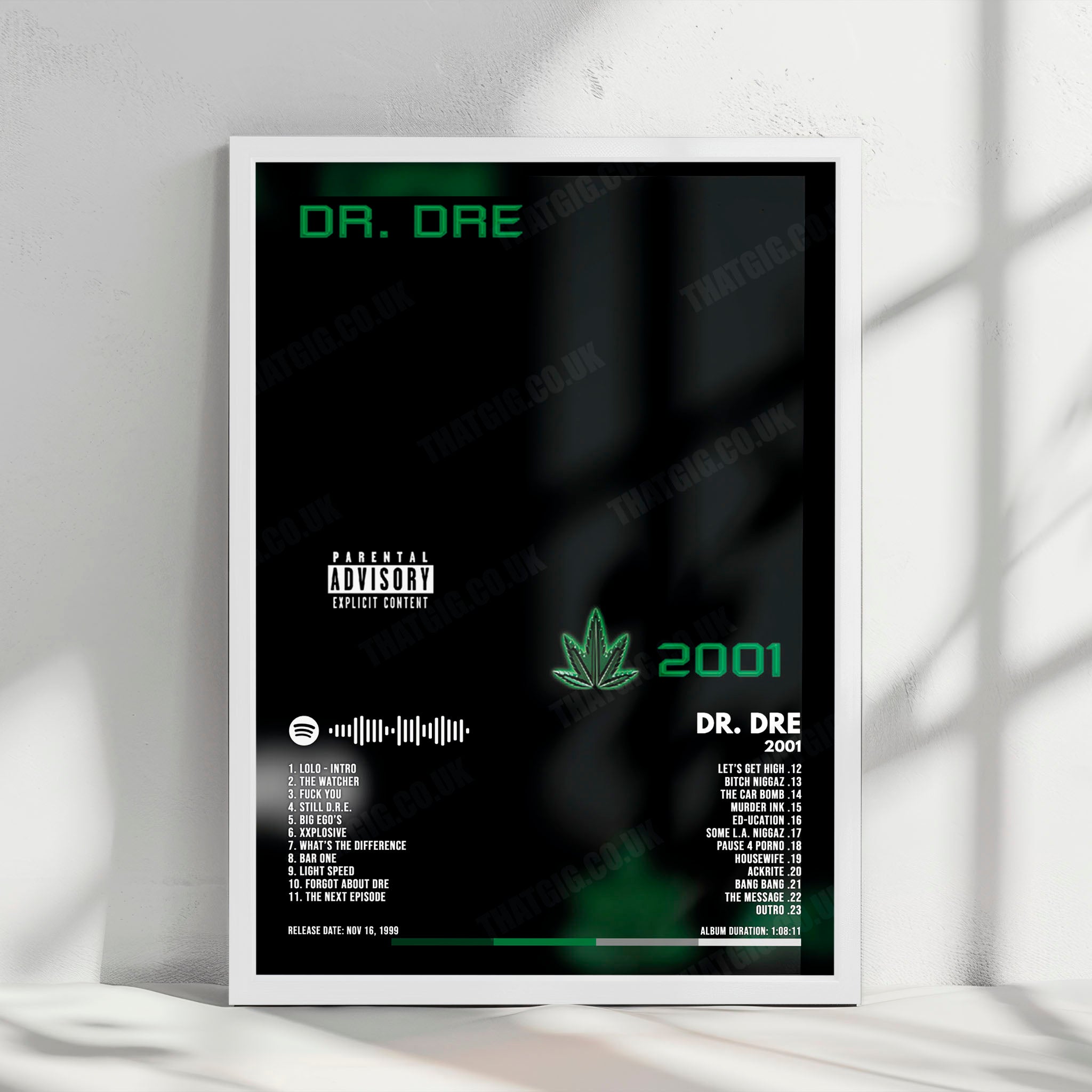 Dr. Dre "2001" Album Cover Poster - with Complete Tracklist