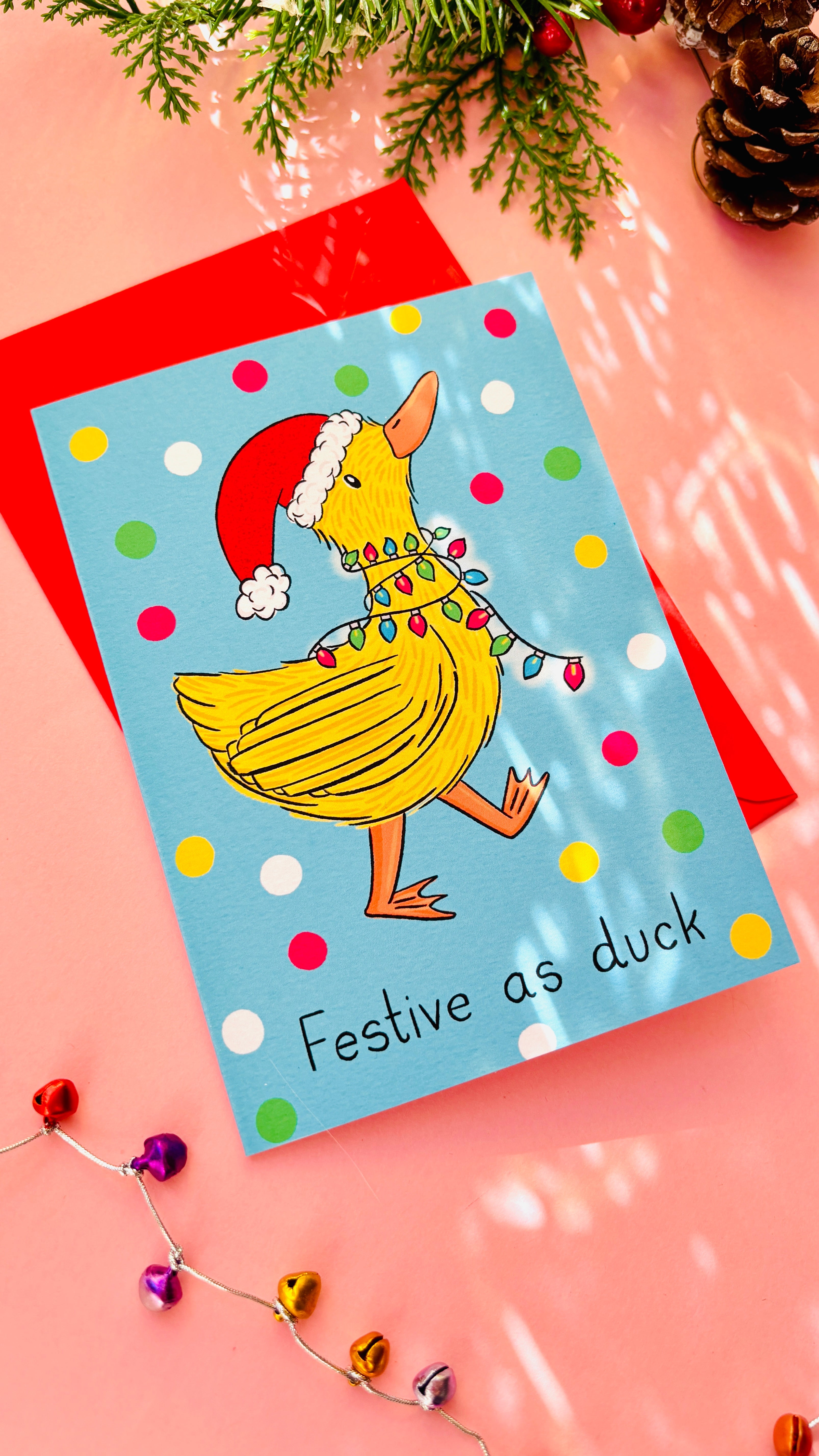 Festive as duck funny illustrated Christmas card