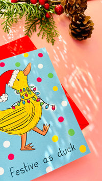 Festive as duck funny illustrated Christmas card