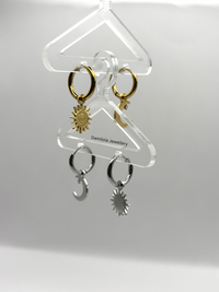 Moon Star Small Huggies Hoop Earrings - Gold/Silver