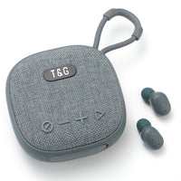 T&G TG-813 2 in 1 TWS Bluetooth Speaker Earphone with Charging Box