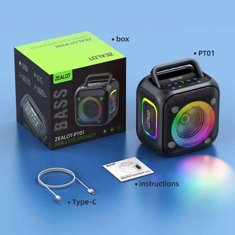 Zealot PT01 30W Portable Outdoor IPX6 RGB Stereo Bluetooth Speaker