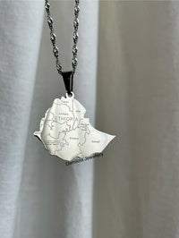 Ethiopia Engraved Map Necklace