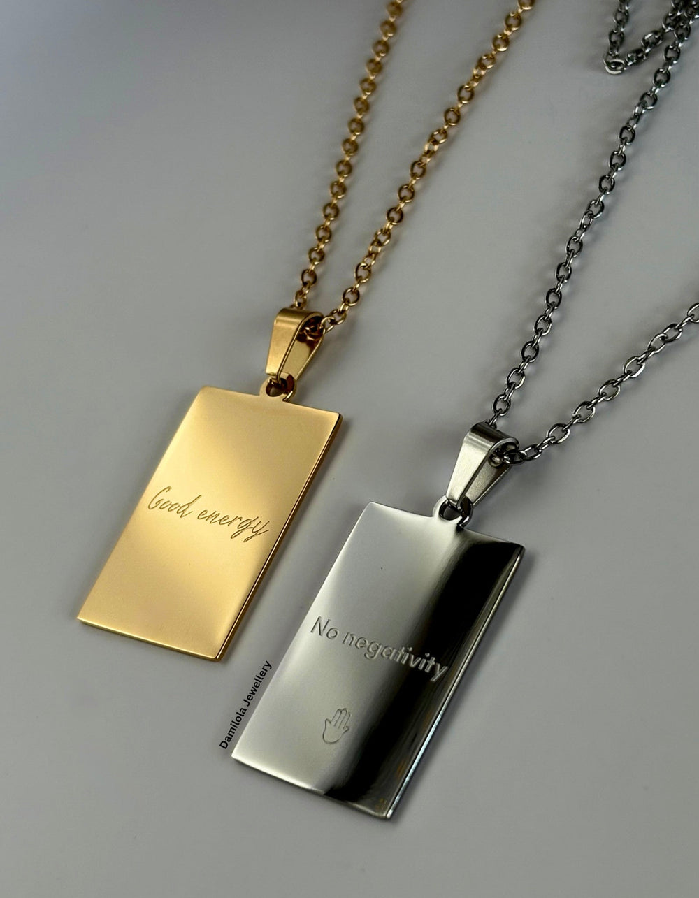 ‘Good energy. No negativity’ Necklace - Gold/Silver - Double Sided