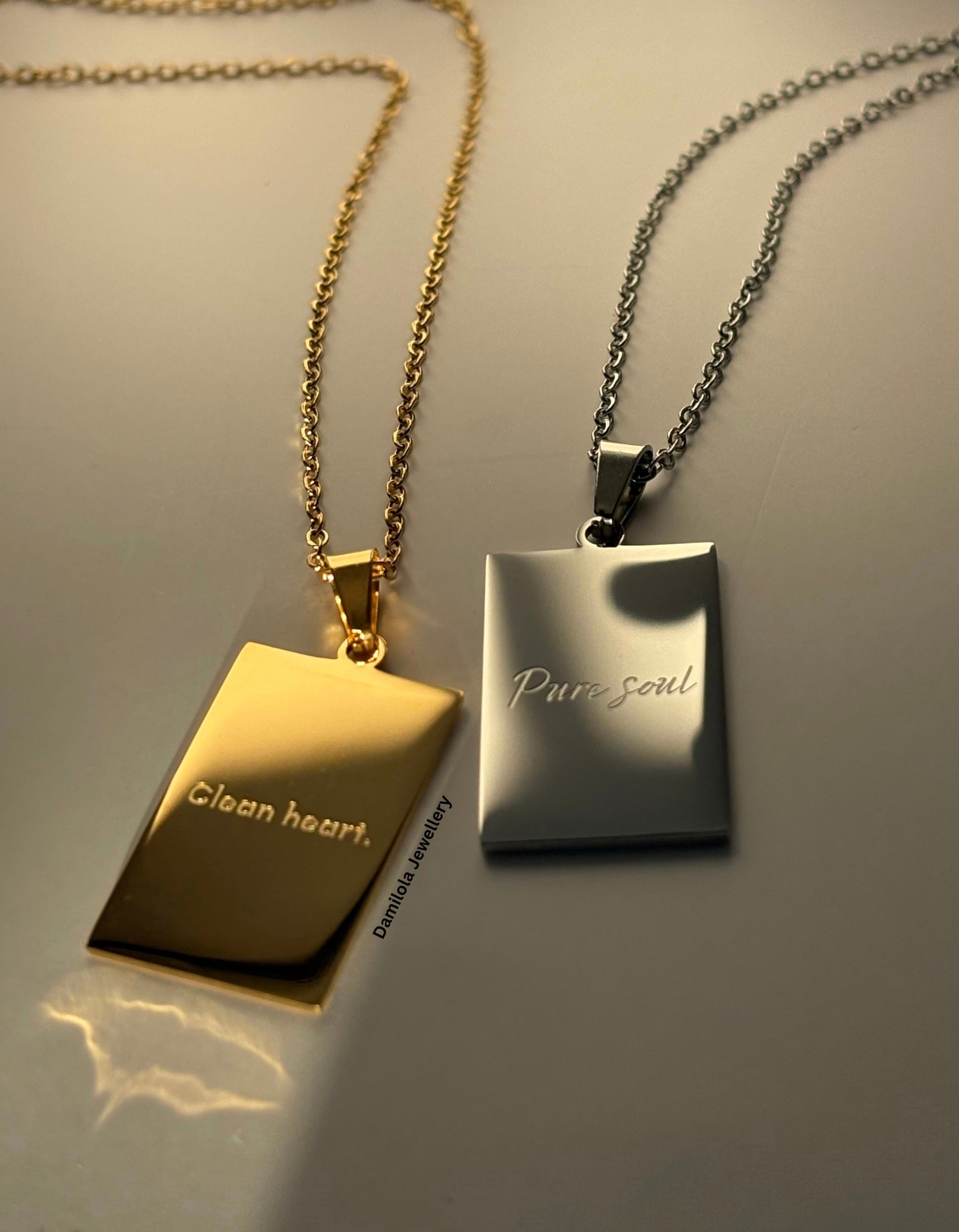 ‘Clean heart. Pure soul’ Necklace - Gold/Silver - Double sided