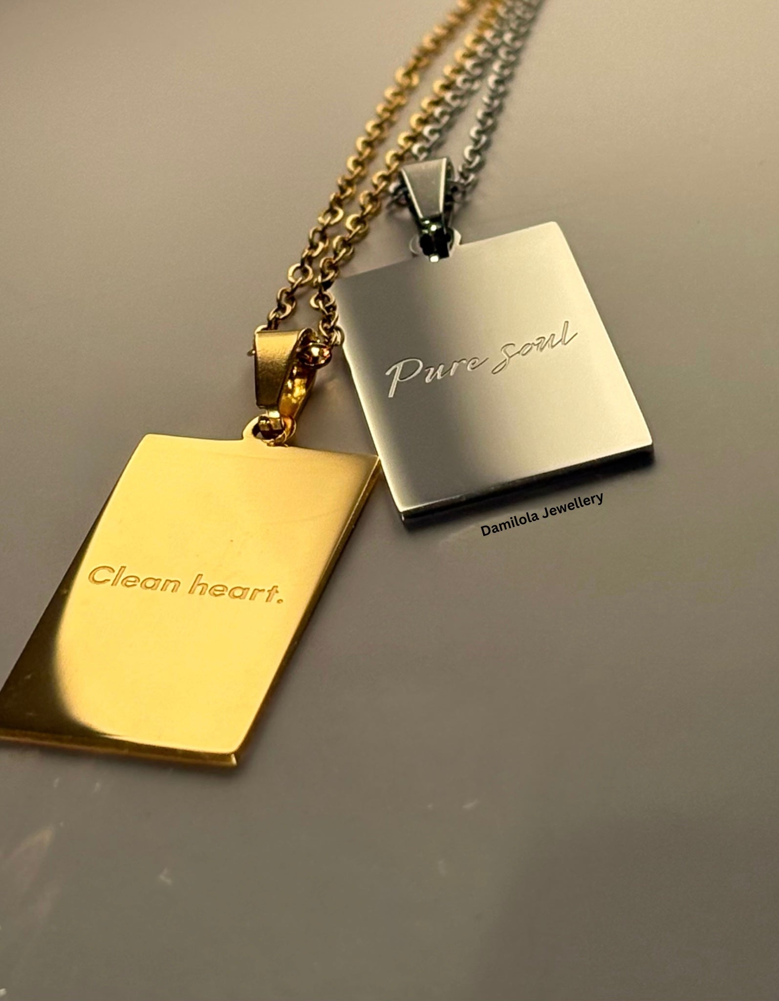 ‘Clean heart. Pure soul’ Necklace - Gold/Silver - Double sided