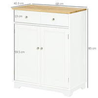Kitchen Floor Cabinet Side Storage Cupboard Multi-use Sideboard Table with Solid Wood Top