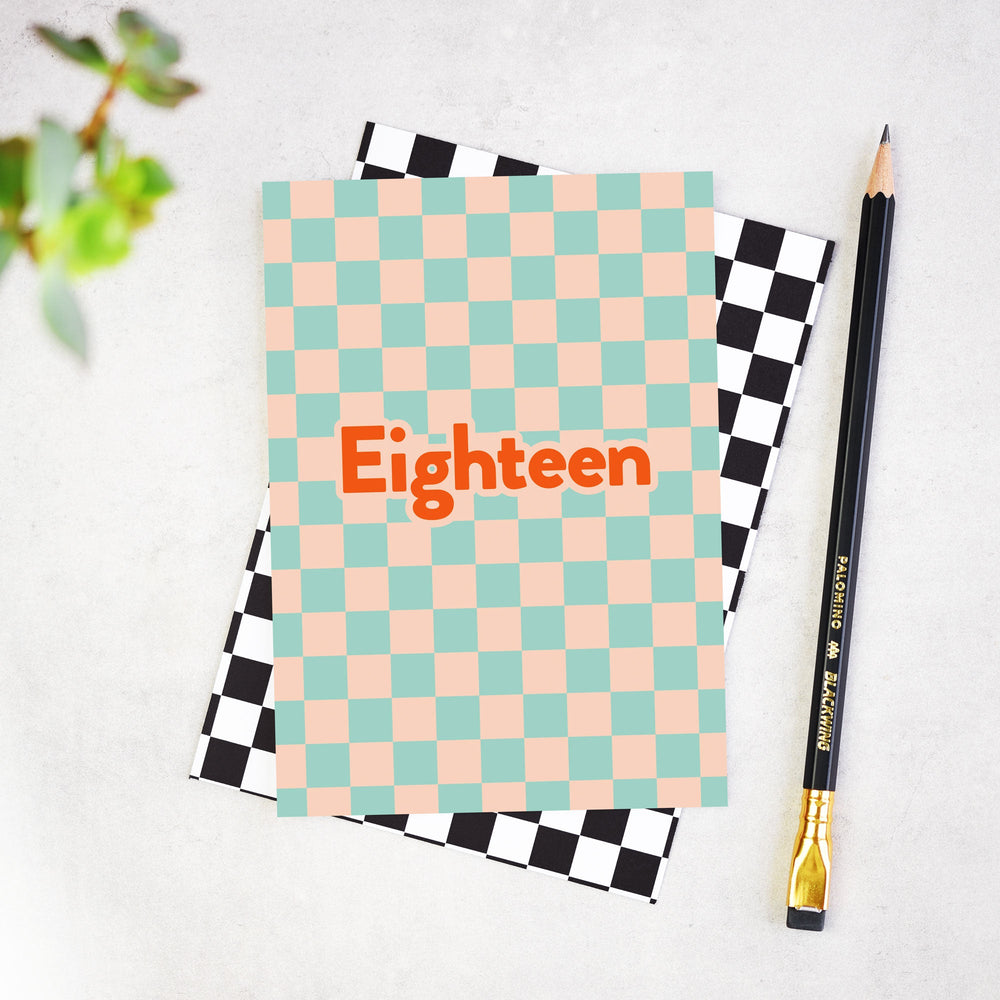 Eighteen Checkerboard 18th Birthday Card – Stylish Celebration Card for Milestone Birthdays