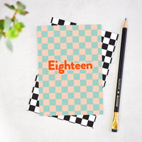 Eighteen Checkerboard 18th Birthday Card – Stylish Celebration Card for Milestone Birthdays