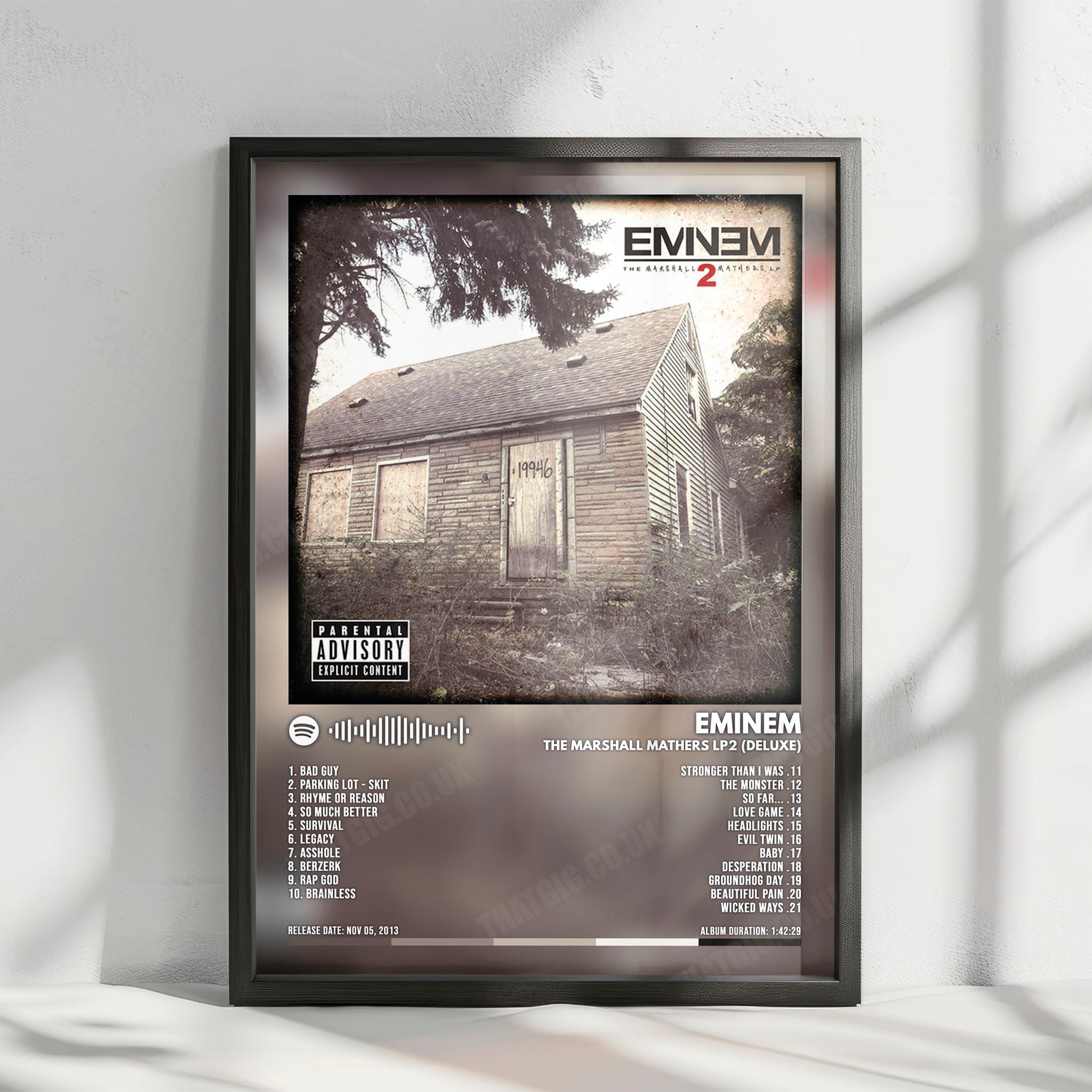 Eminem "The Marshall Mathers LP 2" Album Cover Poster - with Complete Tracklist