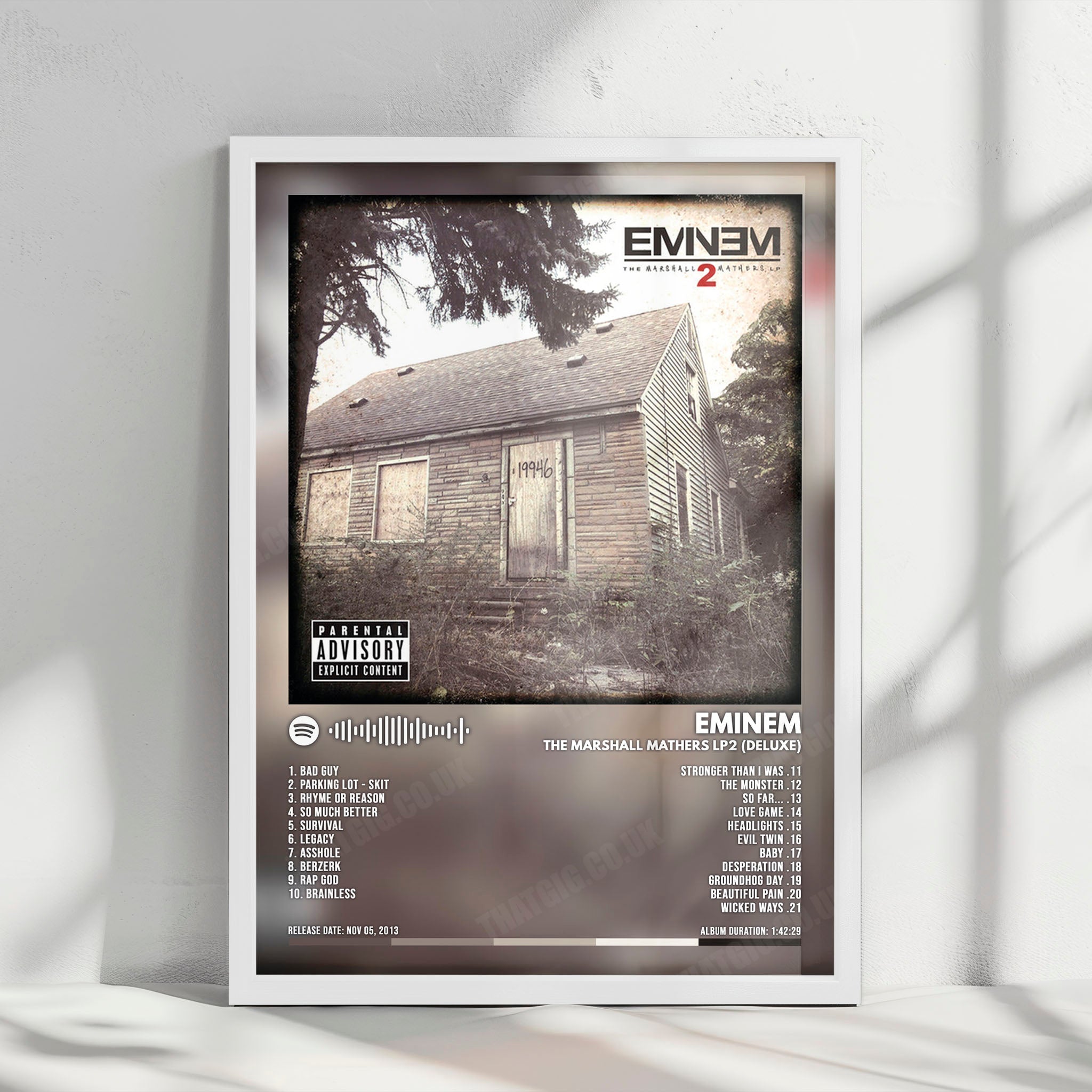 Eminem "The Marshall Mathers LP 2" Album Cover Poster - with Complete Tracklist