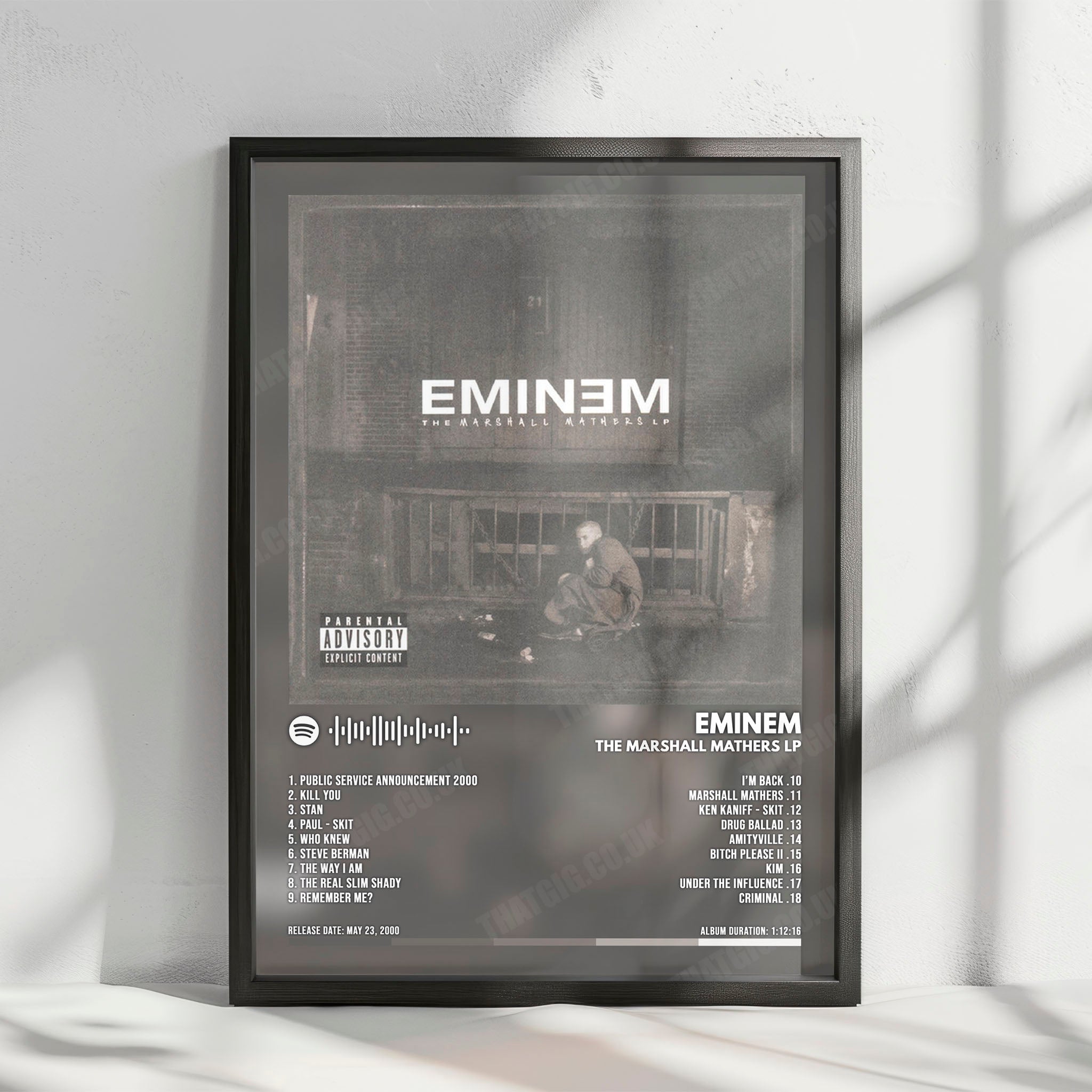 Eminem "The Marshall Mathers LP" Album Cover Poster - with Complete Tracklist