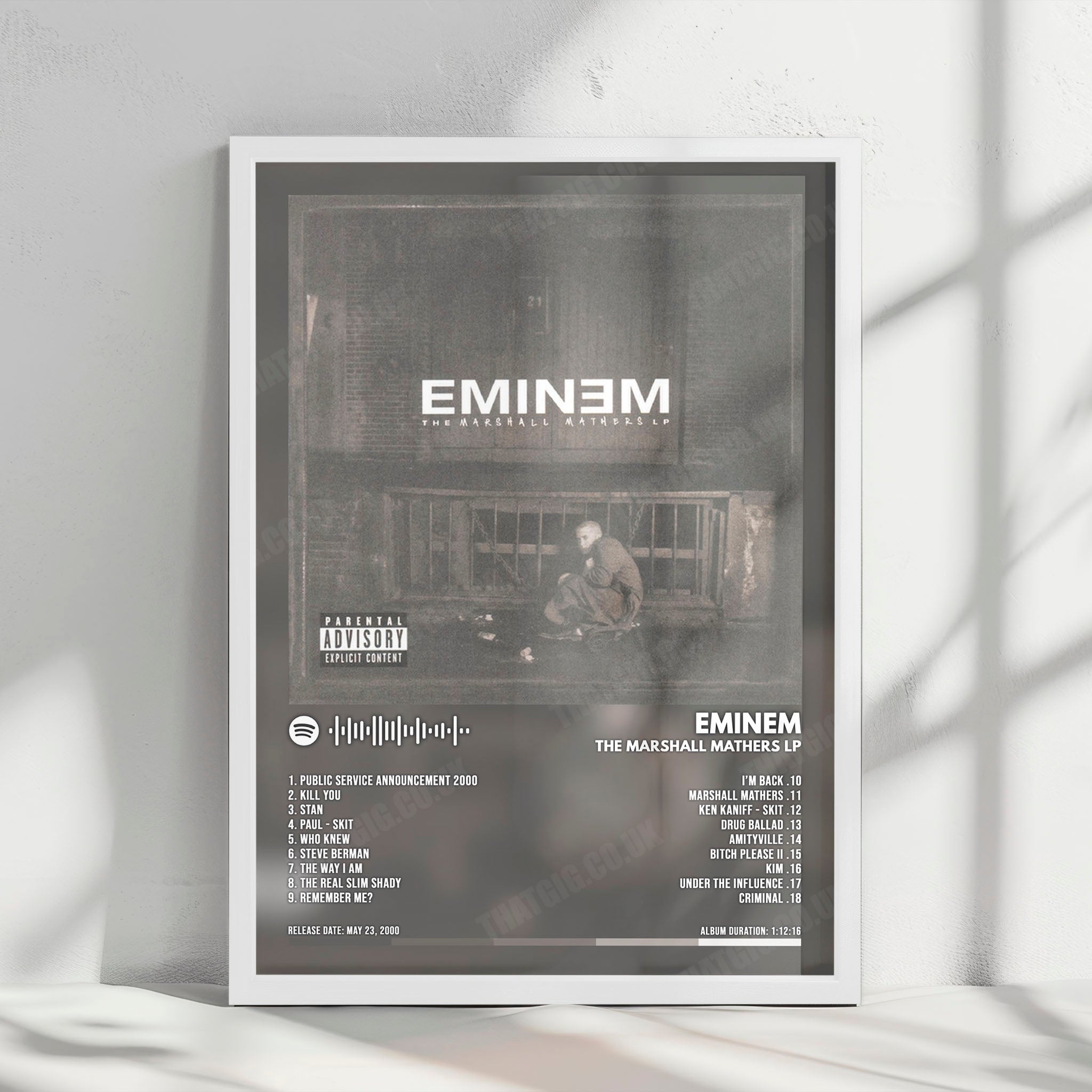 Eminem "The Marshall Mathers LP" Album Cover Poster - with Complete Tracklist