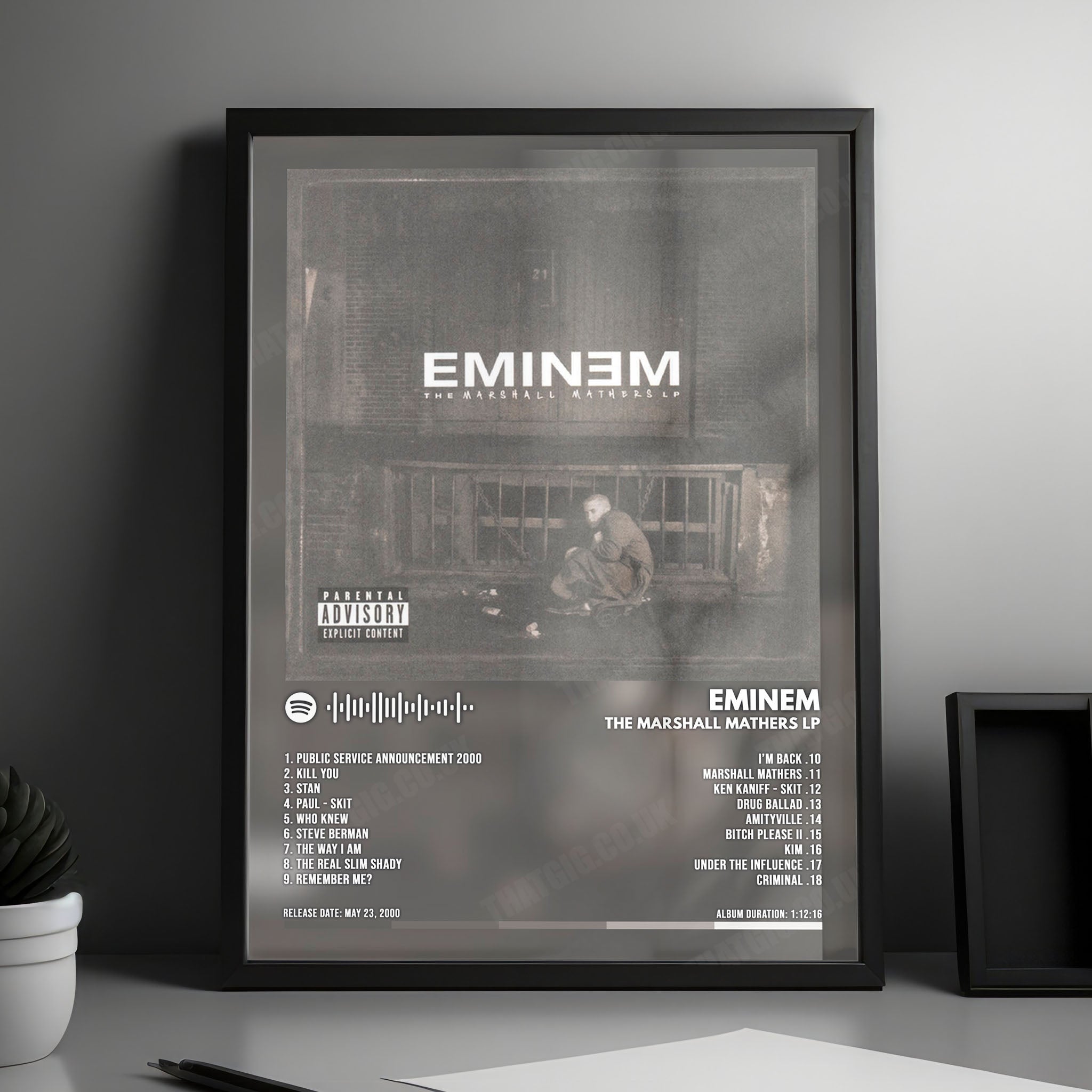 Eminem "The Marshall Mathers LP" Album Cover Poster - with Complete Tracklist