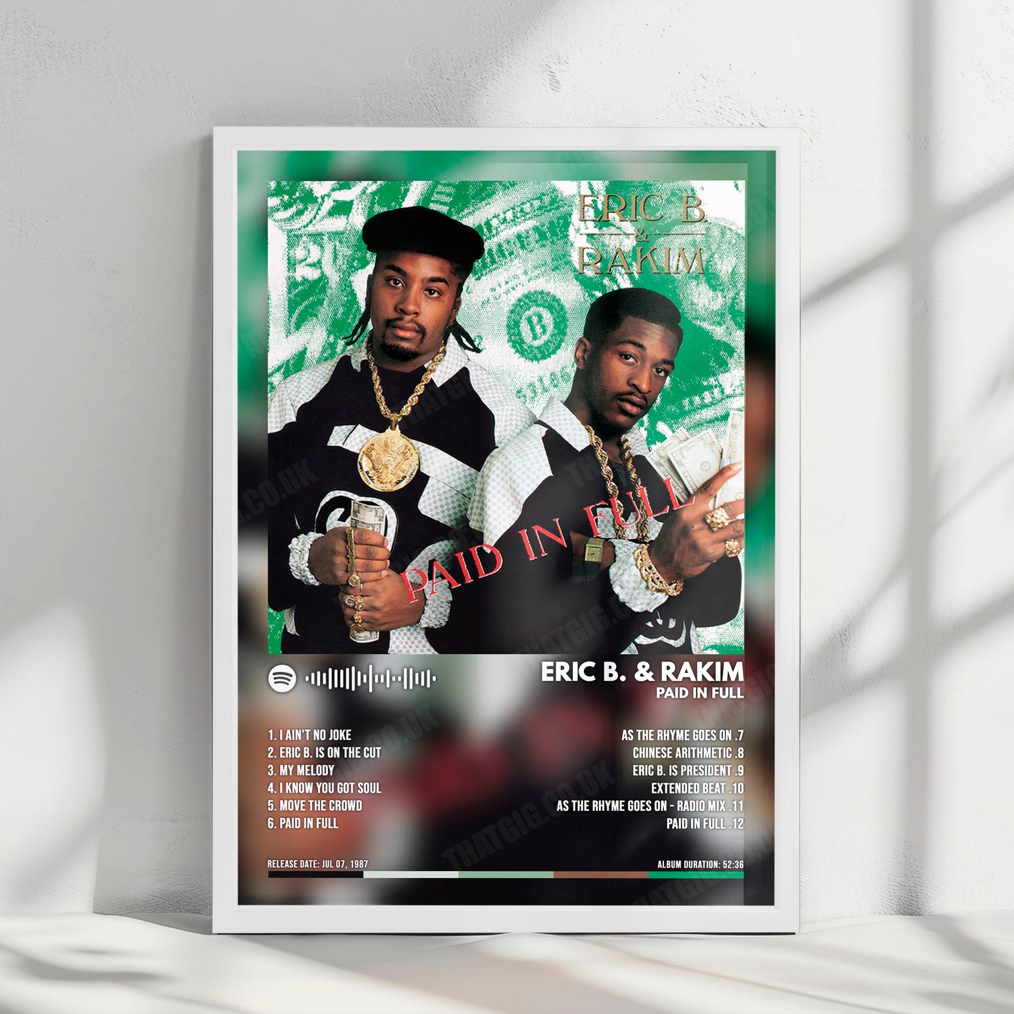 Eric B. & Rakim "Paid in Full" Album Cover Poster - with Complete Tracklist
