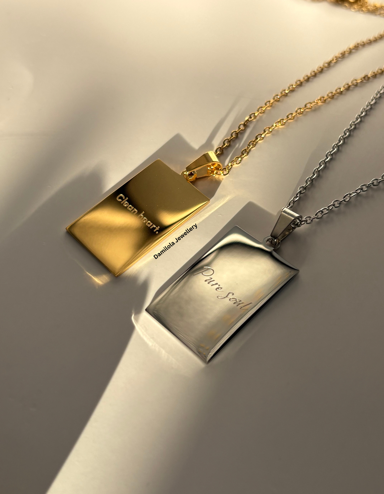 ‘Clean heart. Pure soul’ Necklace - Gold/Silver - Double sided