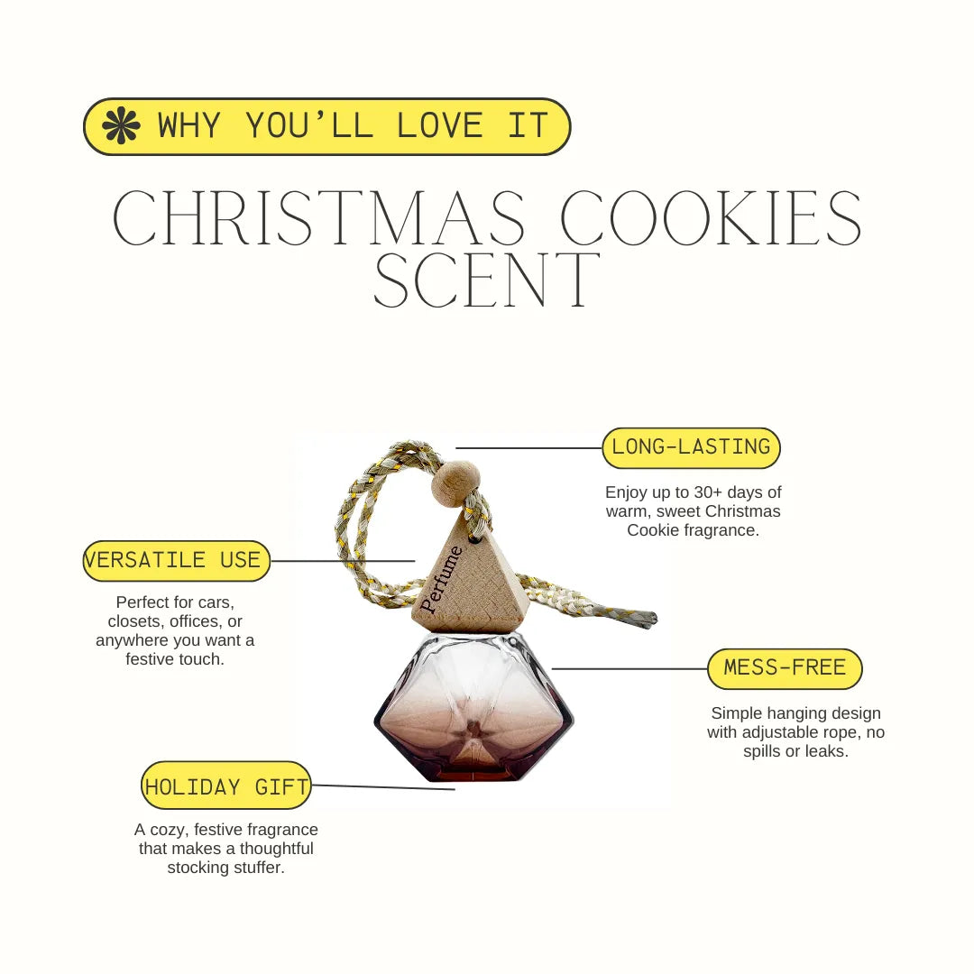 Christmas Cookie Car Air Freshener - Hanging Diffuser for Auto & Home