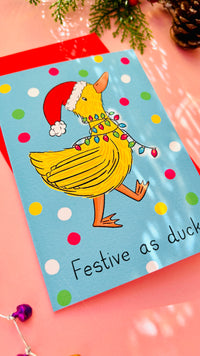 Festive as duck funny illustrated Christmas card