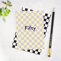 Fifty Checkerboard 50th Birthday Card - Vibrant Design for a Memorable Celebration