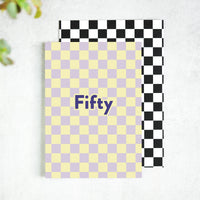 Fifty Checkerboard 50th Birthday Card - Vibrant Design for a Memorable Celebration