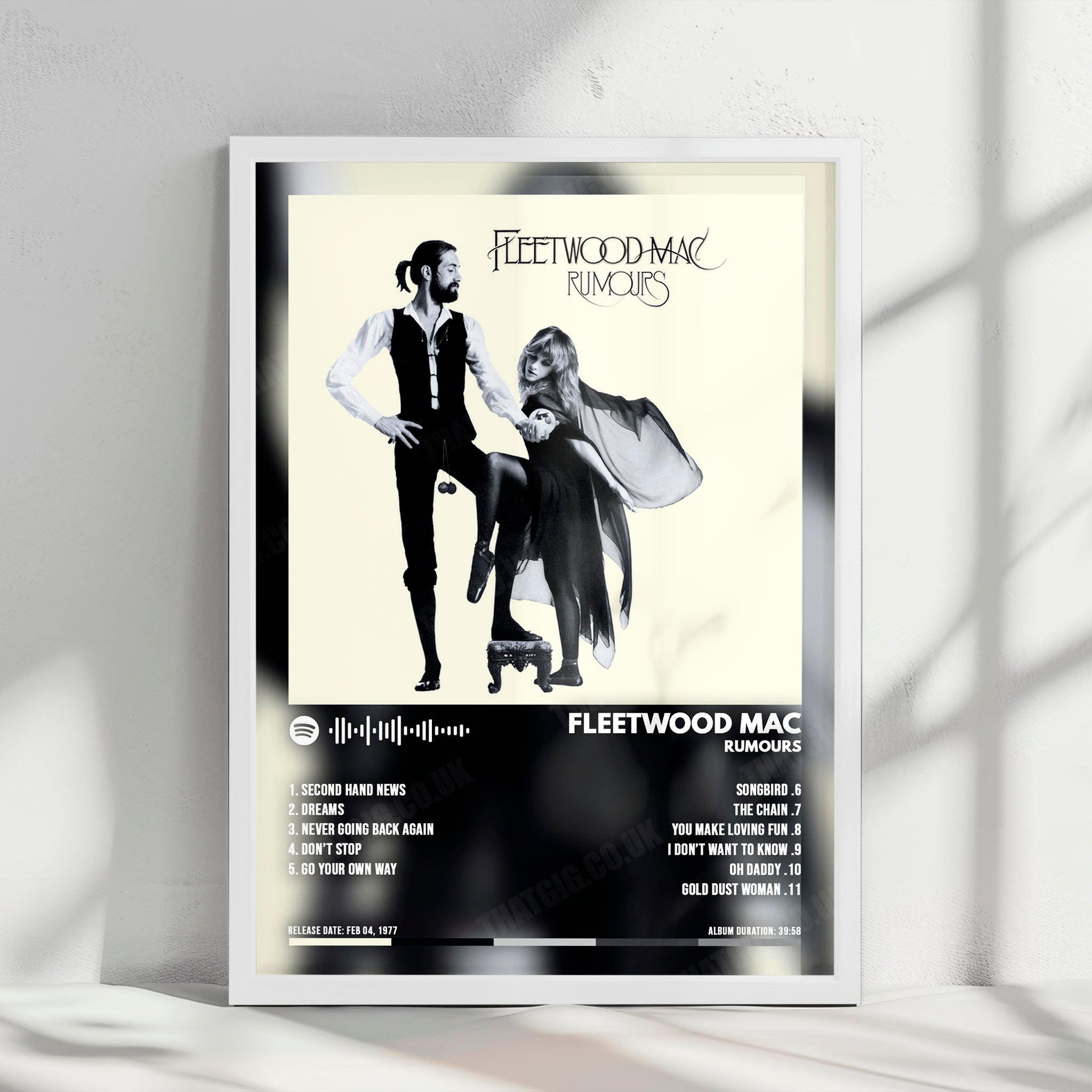 Fleetwood Mac "Rumours" Album Cover Poster - with Complete Tracklist