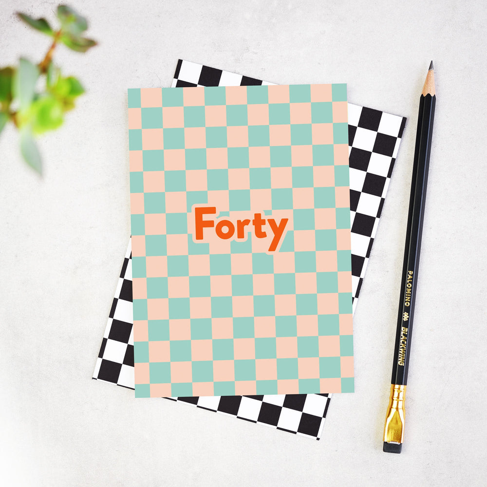 Forty Checkerboard 40th Birthday Card - Stylish Milestone Celebration Card