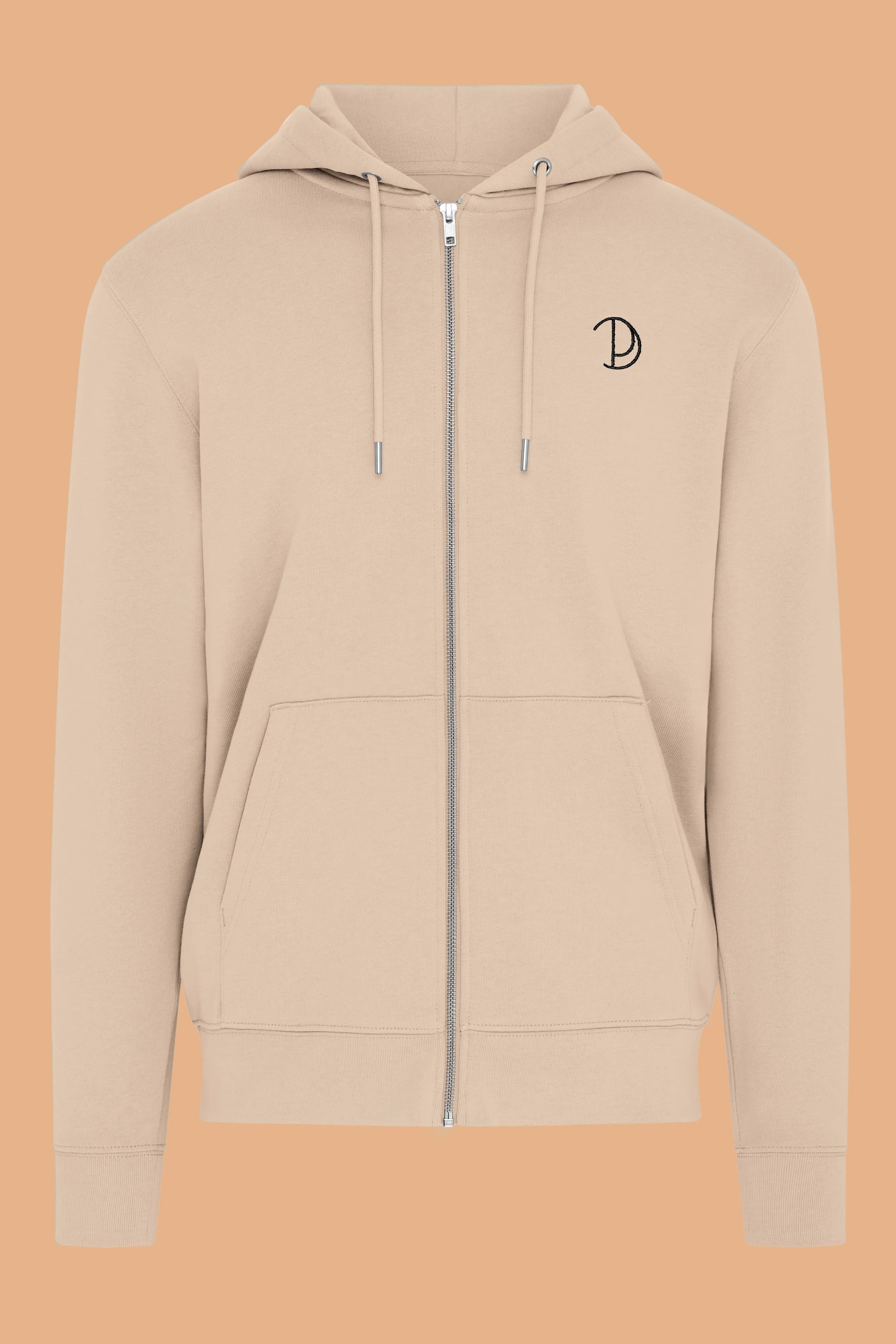 Embroidered P Zip-Up Hoodie