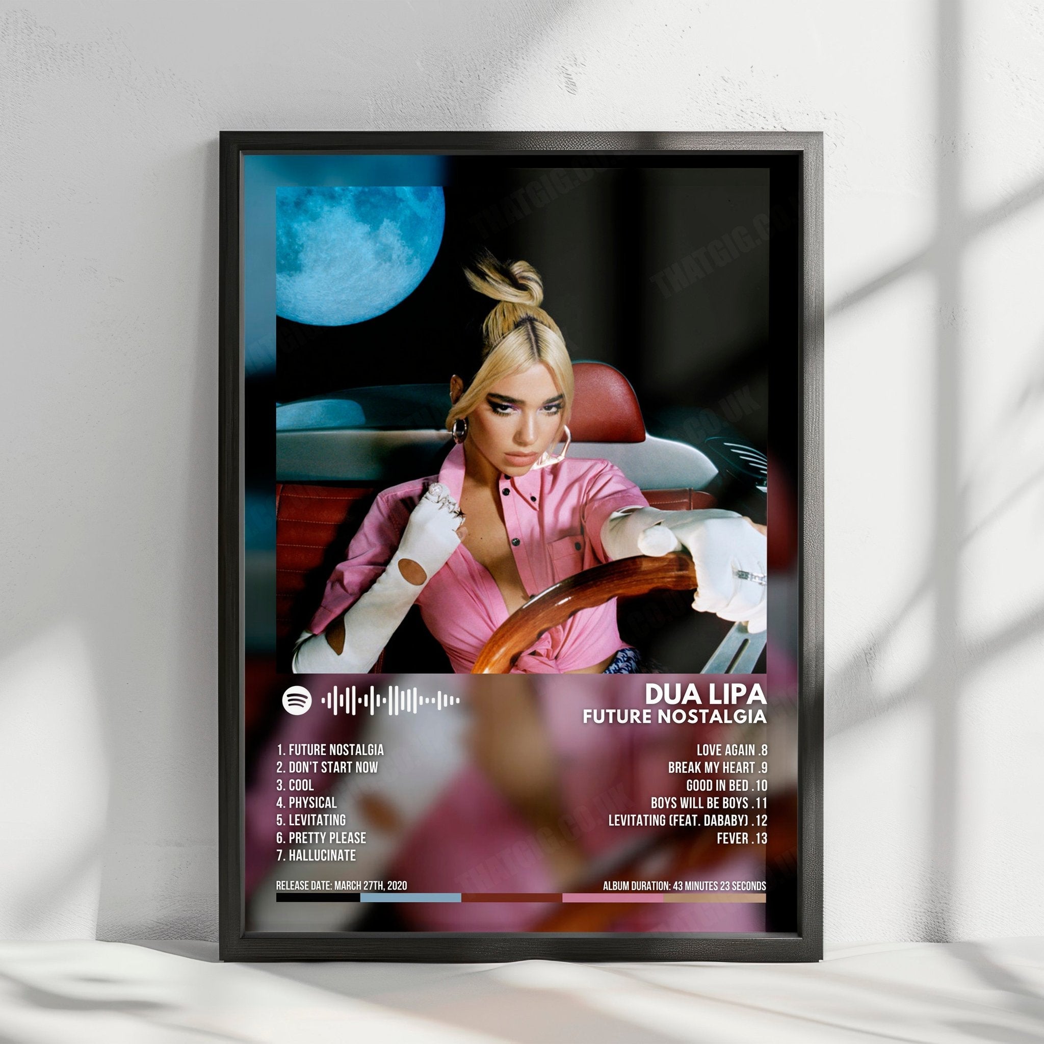 Dua Lipa "Future Nostalgia" Album Cover Poster - with Complete Tracklist