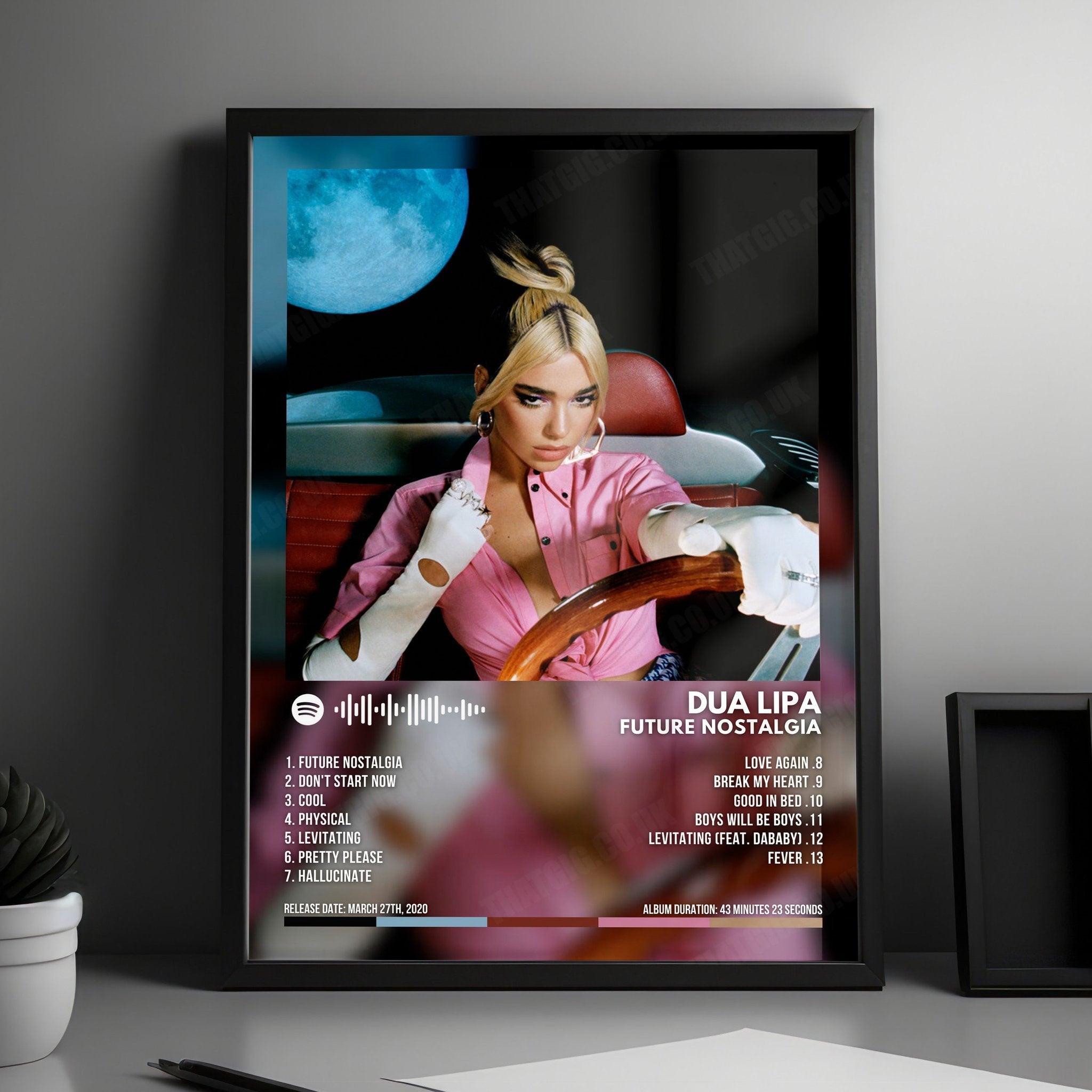 Dua Lipa "Future Nostalgia" Album Cover Poster - with Complete Tracklist