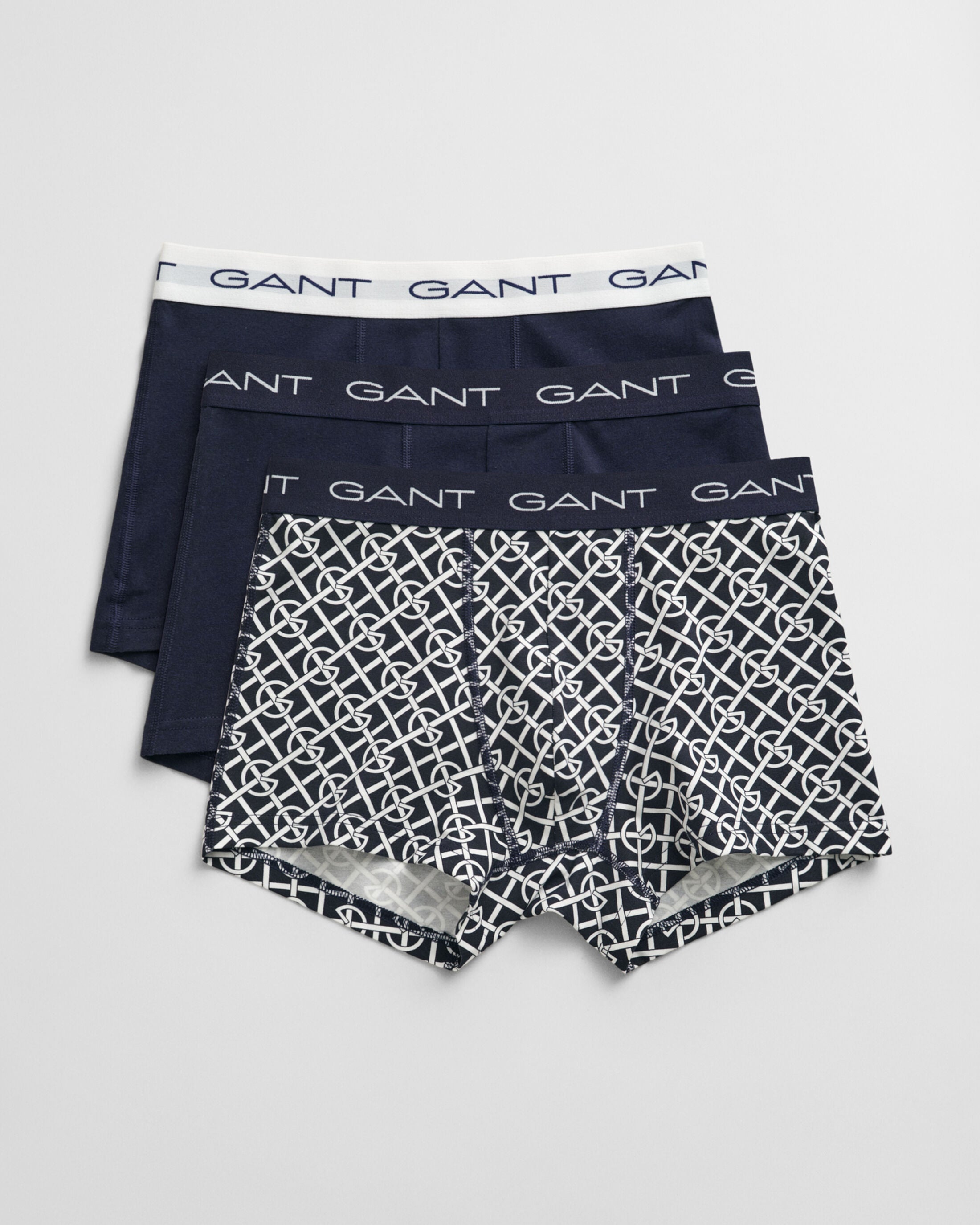 GANT G PATTERN Mens Trunks 3-Pack Evening Blue