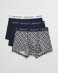 GANT G PATTERN Mens Trunks 3-Pack Evening Blue