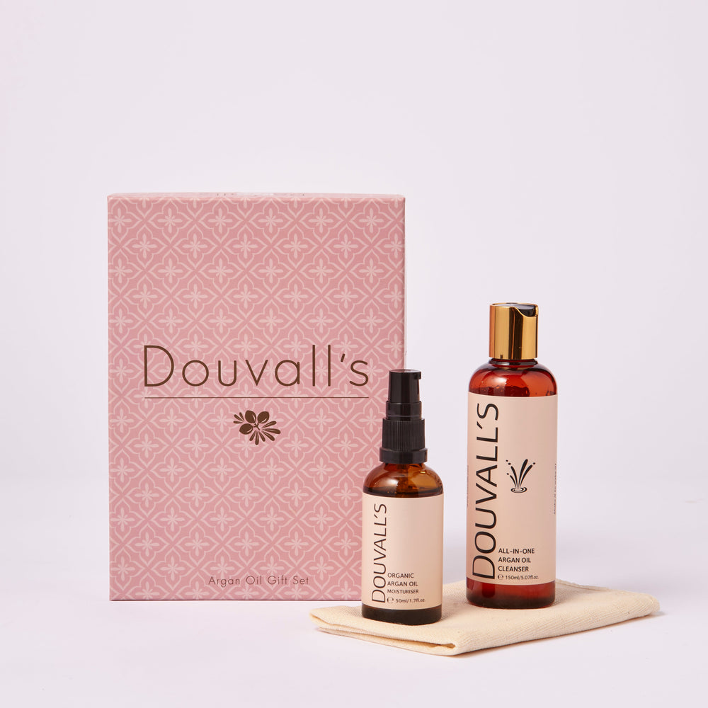 Luxury Argan Gift Set containing 150ml argan cleanser and 50ml organic first cold pressed argan oil