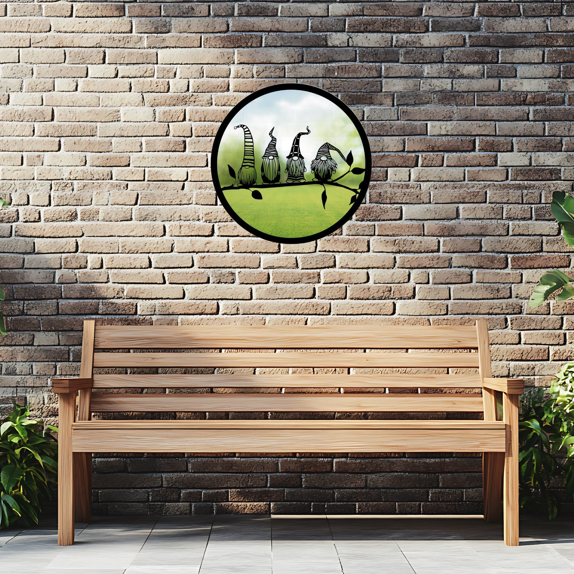 SunCatcher Garden Mirror Round Four Friendly Gonks Range of Sizes