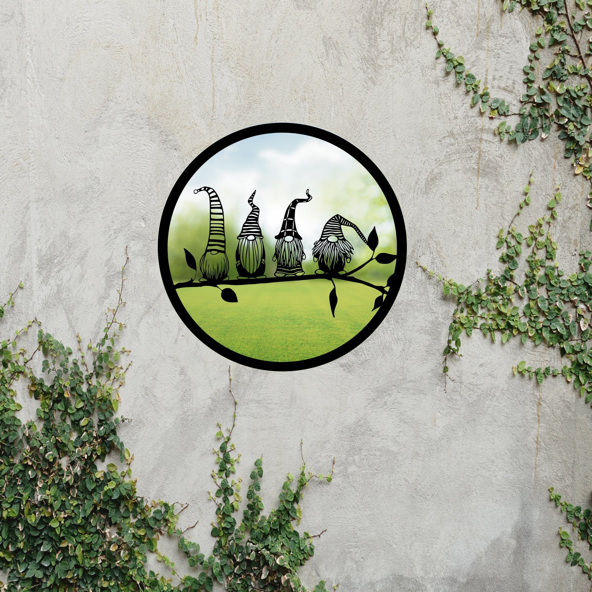 SunCatcher Garden Mirror Round Four Friendly Gonks Range of Sizes