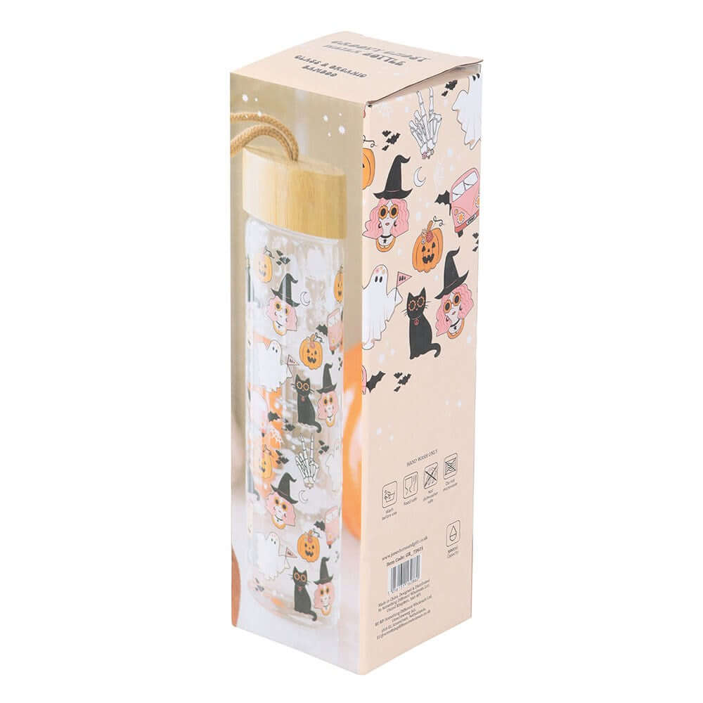 Gothic Gifts  Groovy Ghost Print Glass Water Bottle