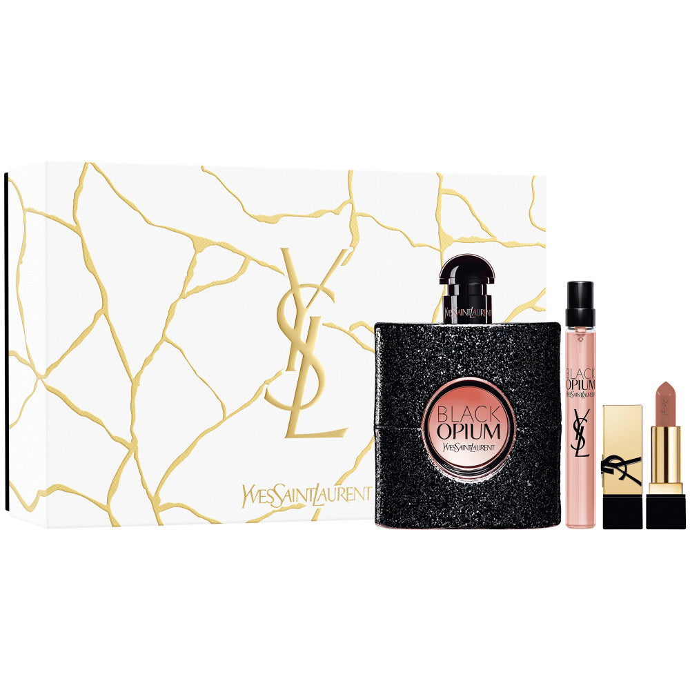 YSL Black Opium 90ml EDP for Women Gift Set + 10ml Mini + Mini Lipstick