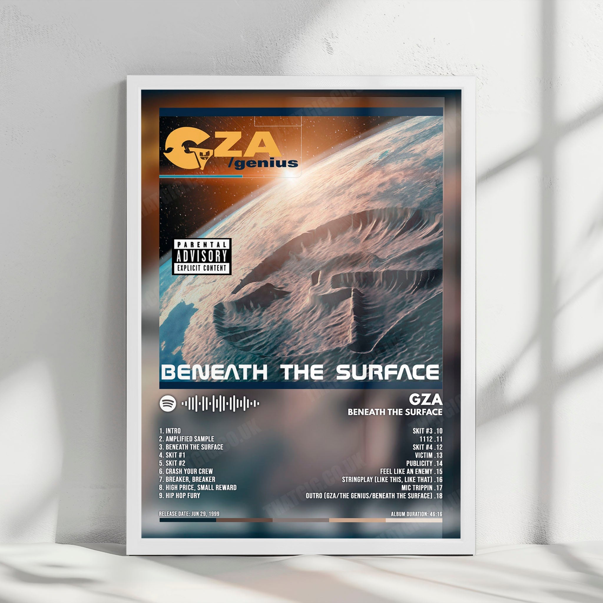 GZA "Beneath the Surface" Album Cover Poster - with Complete Tracklist