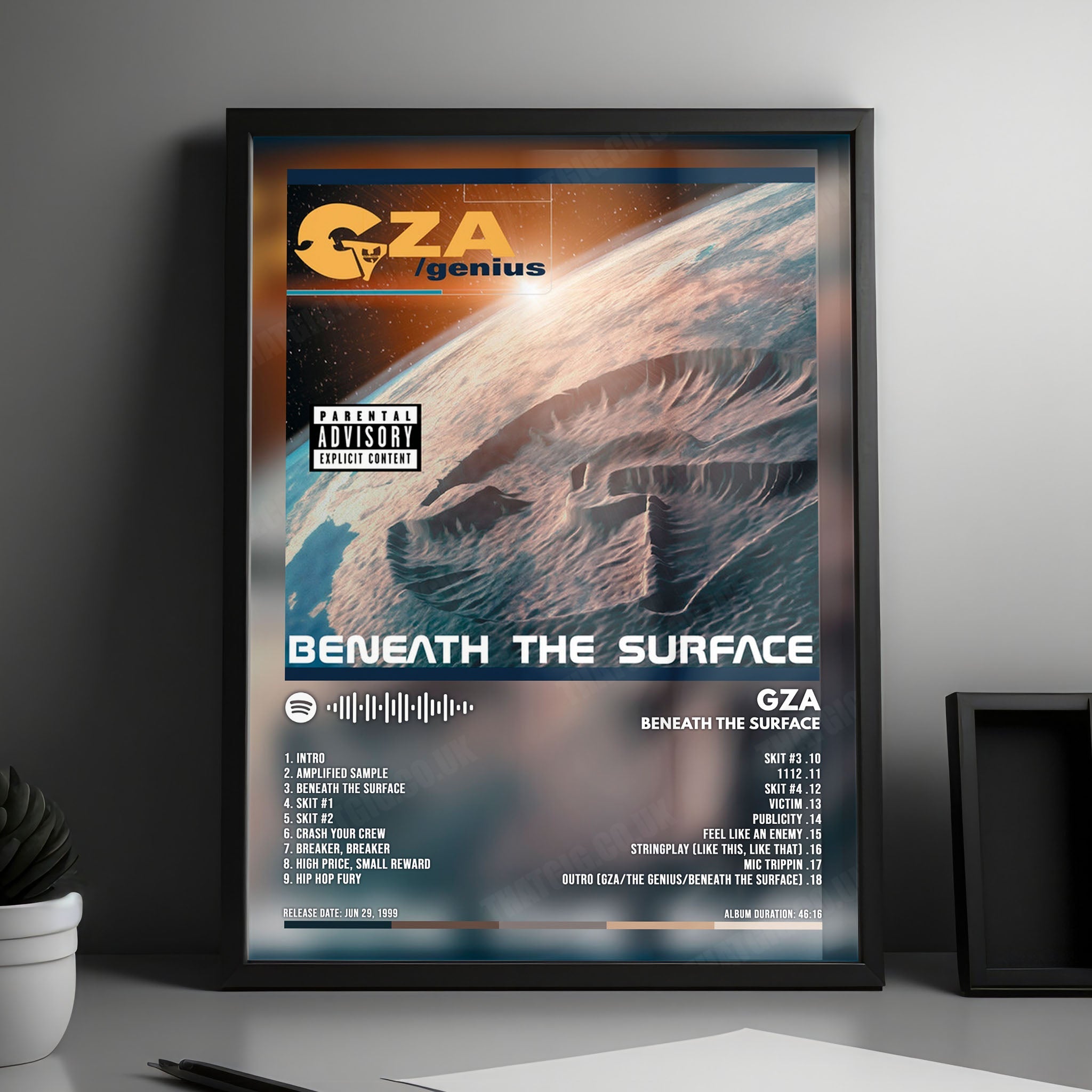 GZA "Beneath the Surface" Album Cover Poster - with Complete Tracklist