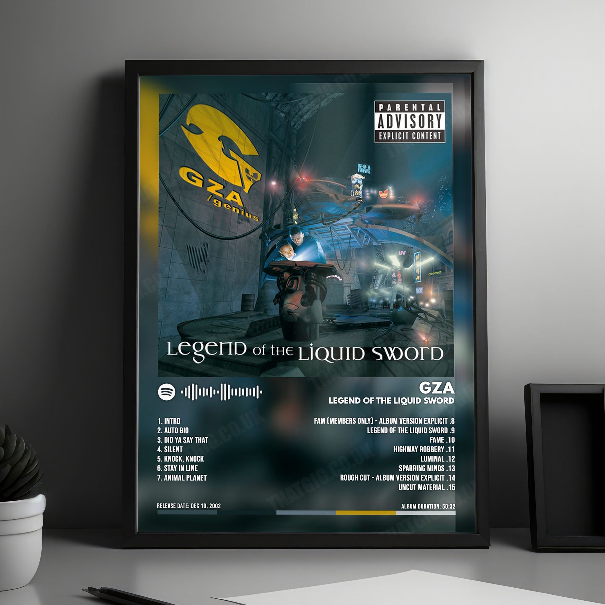 GZA "Legend of the Liquid Sword" Album Cover Poster - with Complete Tracklist
