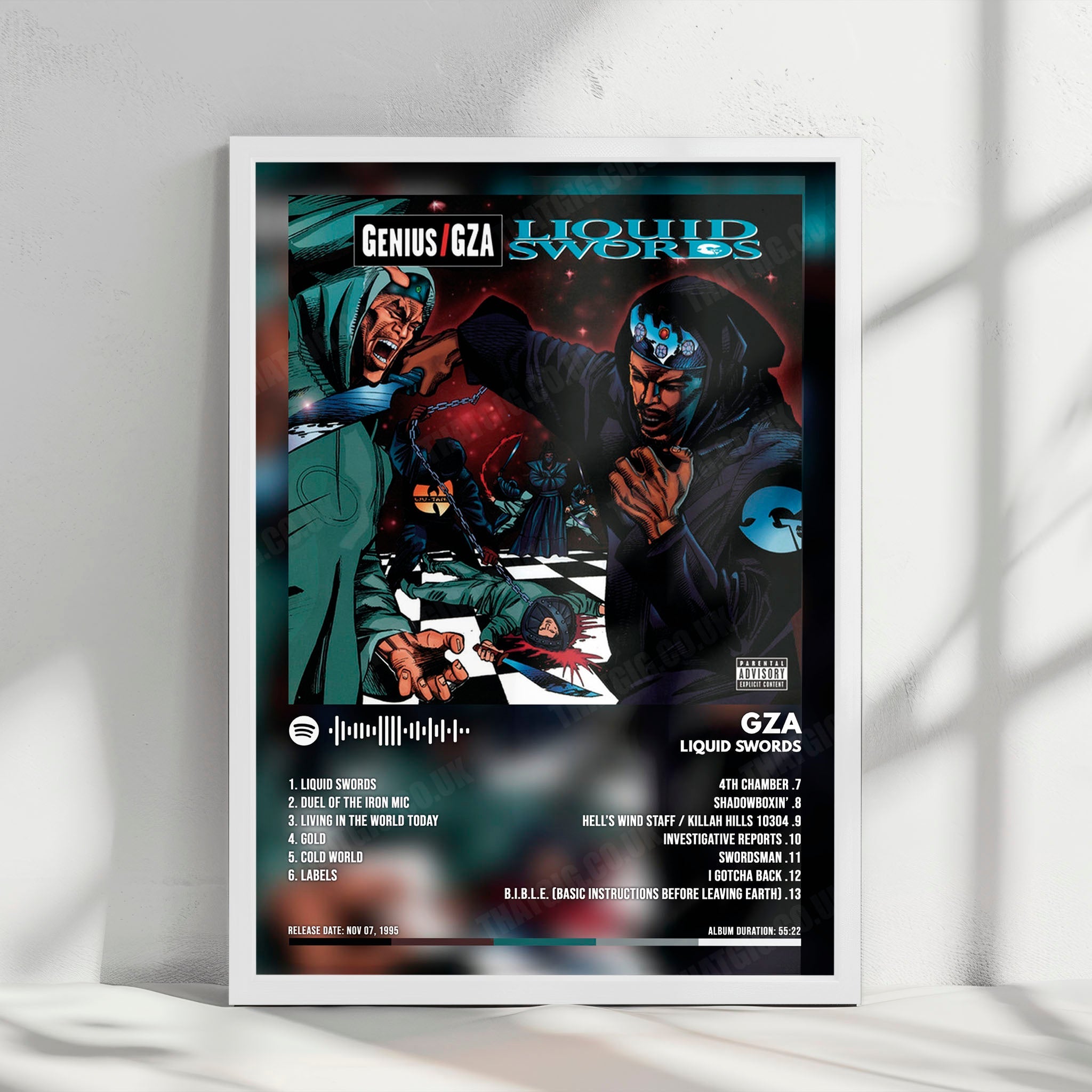 GZA "Liquid Swords" Album Cover Poster - with Complete Tracklist