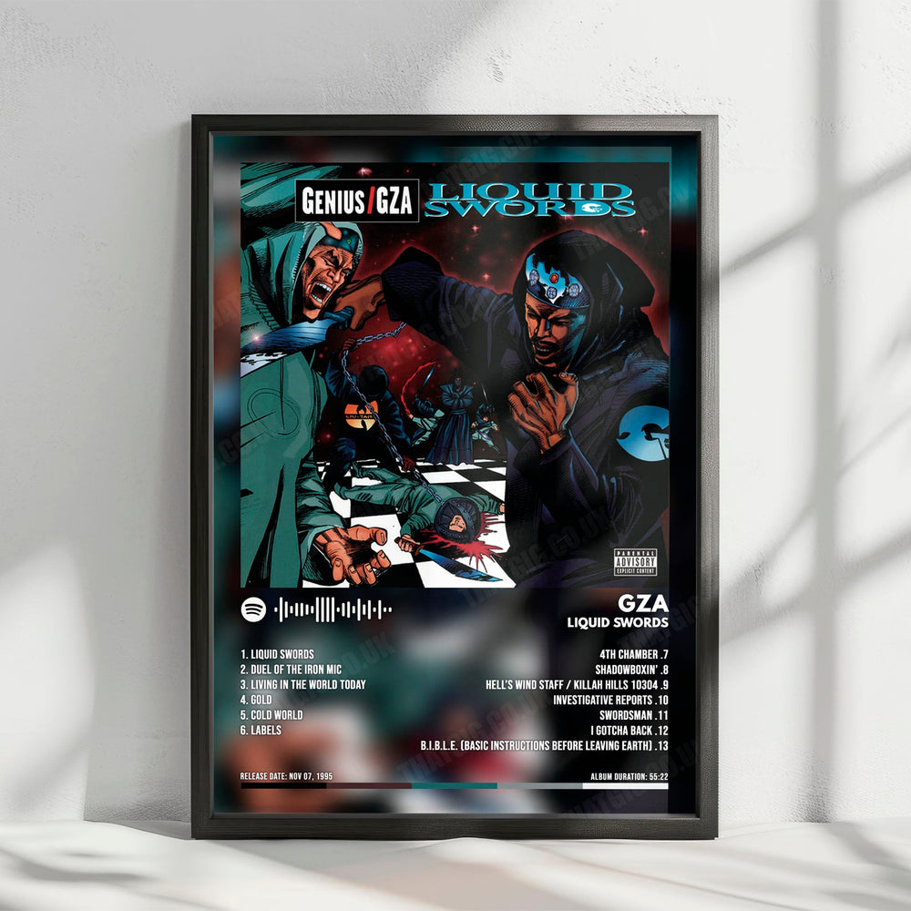 GZA "Liquid Swords" Album Cover Poster - with Complete Tracklist