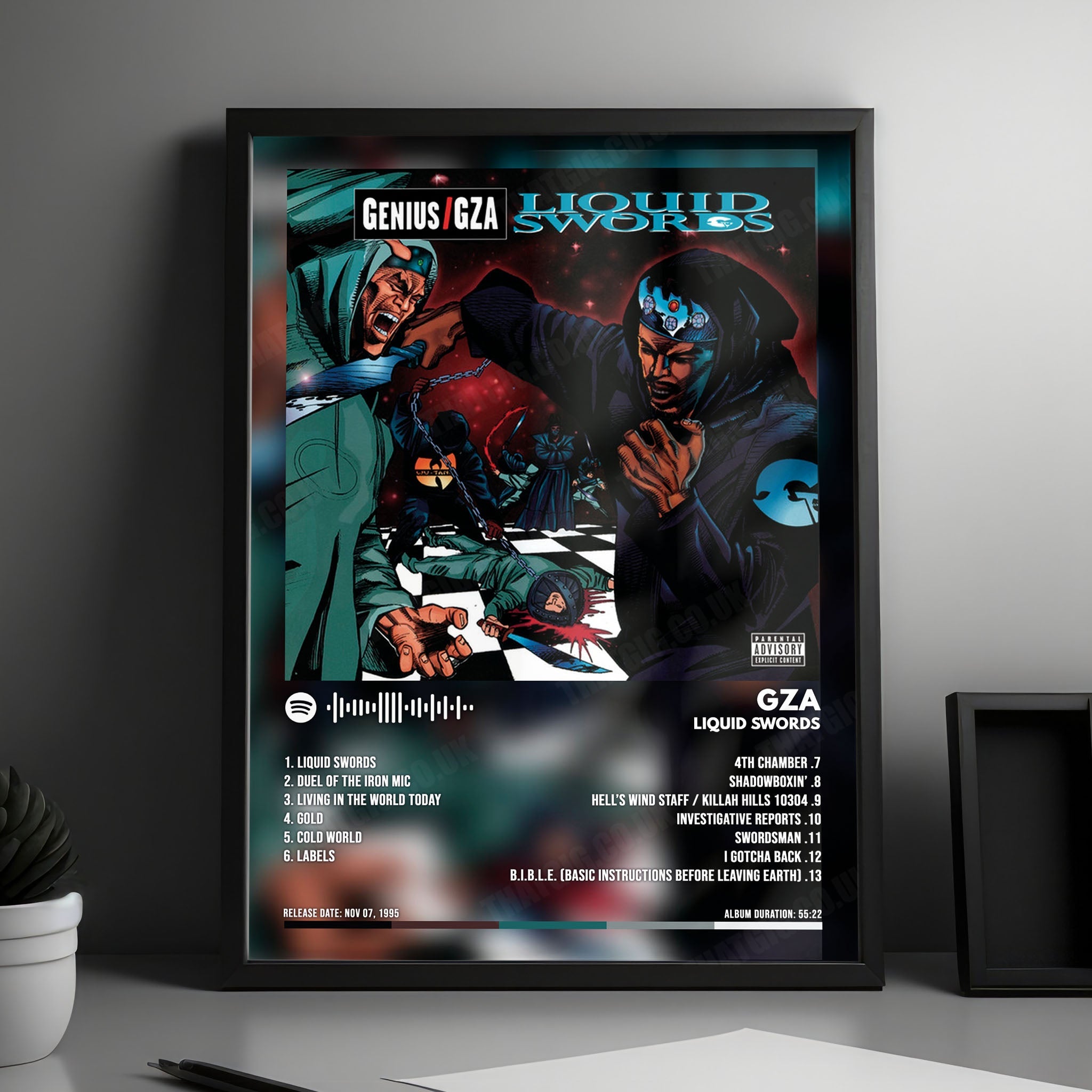 GZA "Liquid Swords" Album Cover Poster - with Complete Tracklist