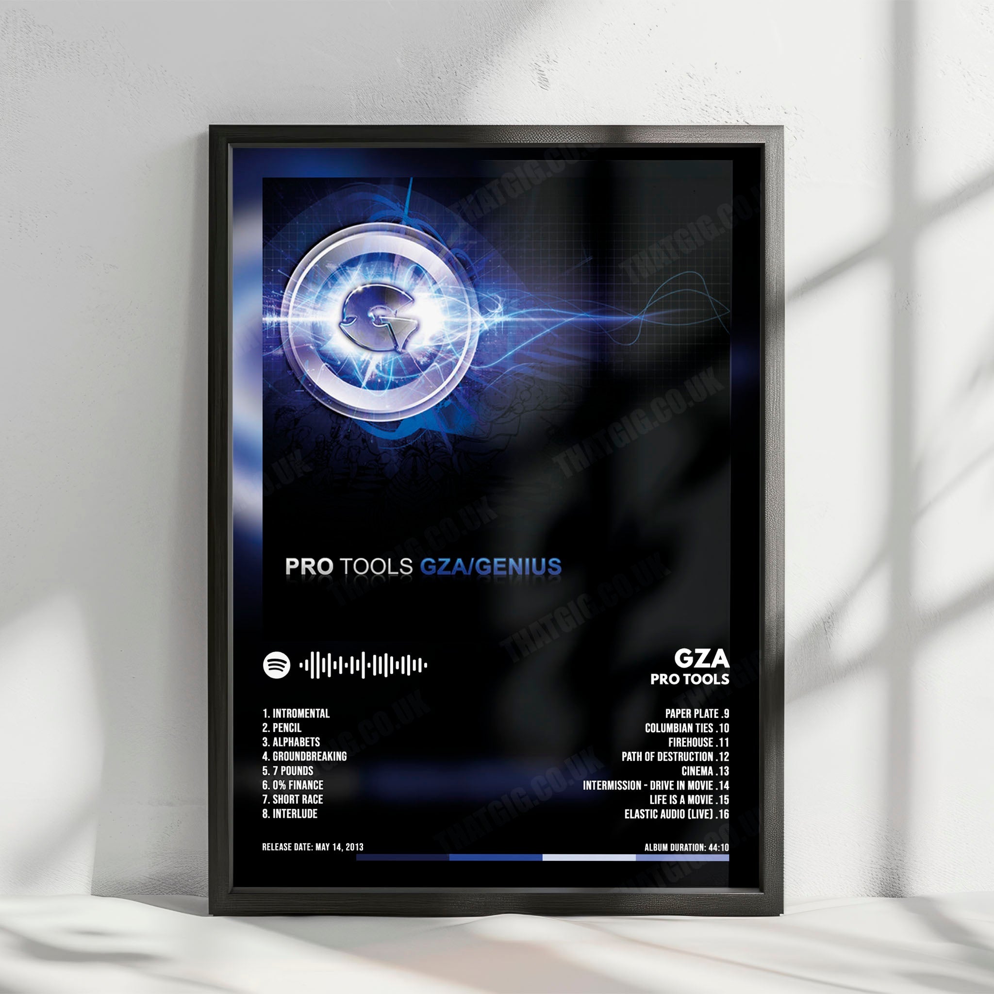GZA "Pro Tools" Album Cover Poster - with Complete Tracklist