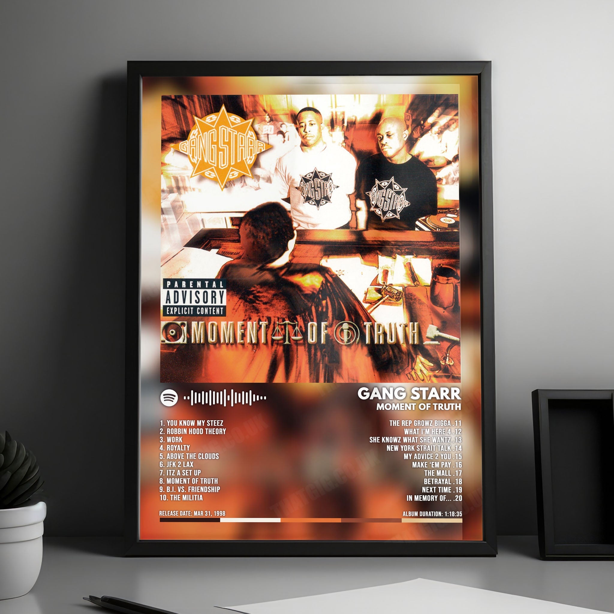 Gang Starr "Moment of Truth" Album Cover Poster - with Complete Tracklist