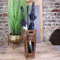 Gangotri Wooden Umbrella Stand Mango Wood Leaf Jali Design