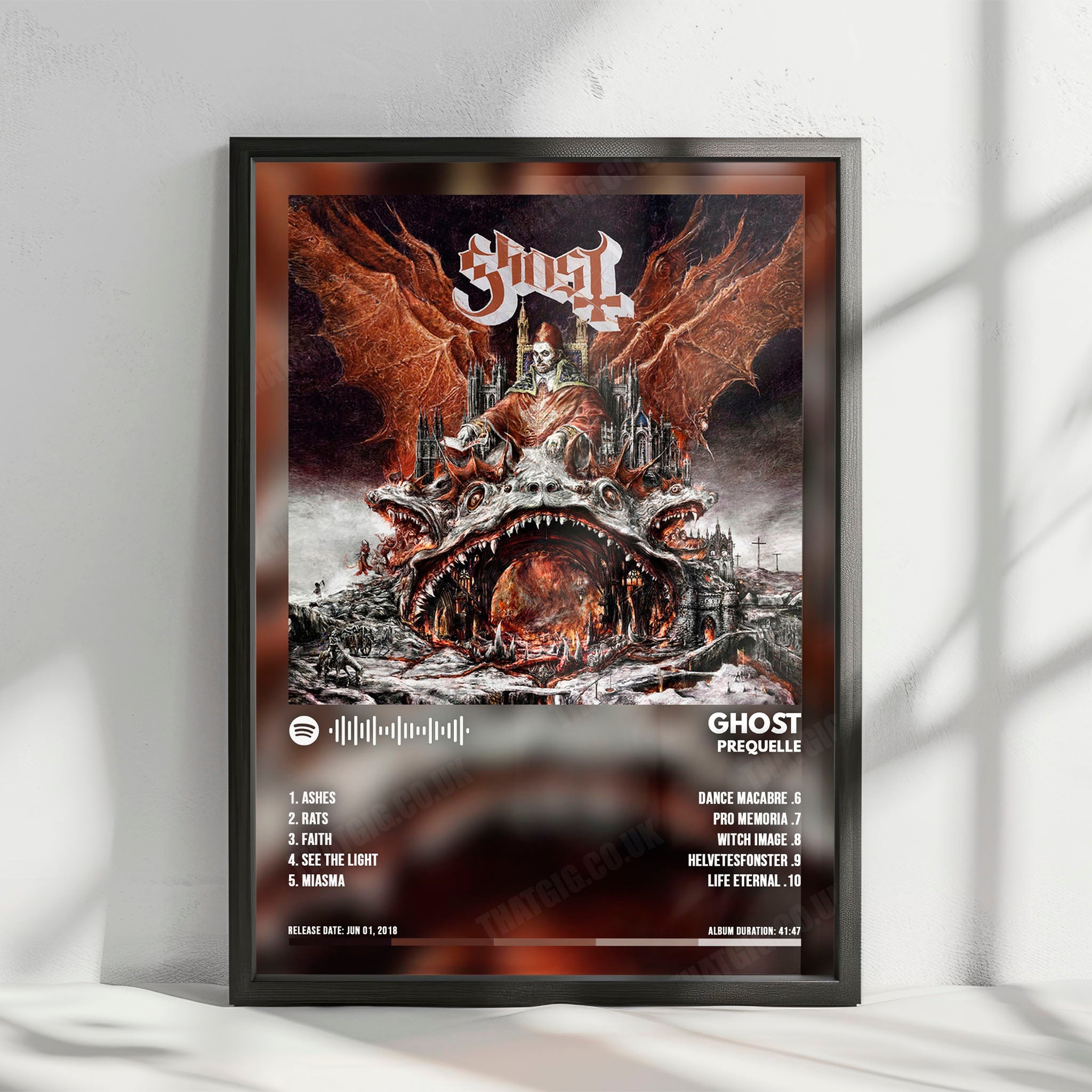 Ghost "Prequelle  " Album Cover Poster - with Complete Tracklist