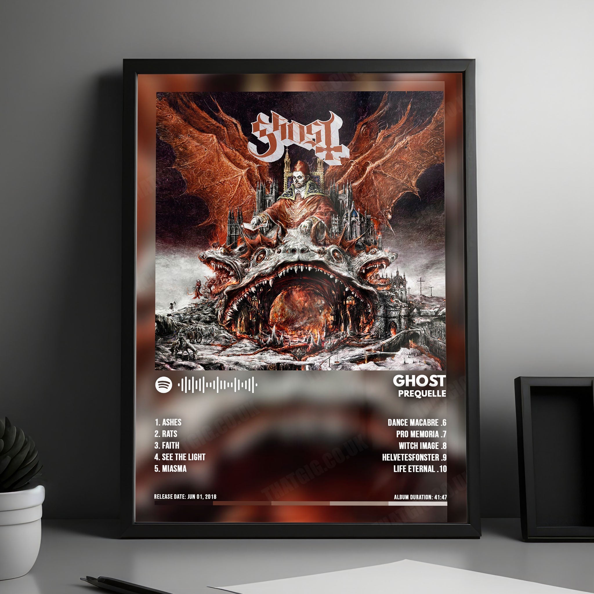 Ghost "Prequelle  " Album Cover Poster - with Complete Tracklist