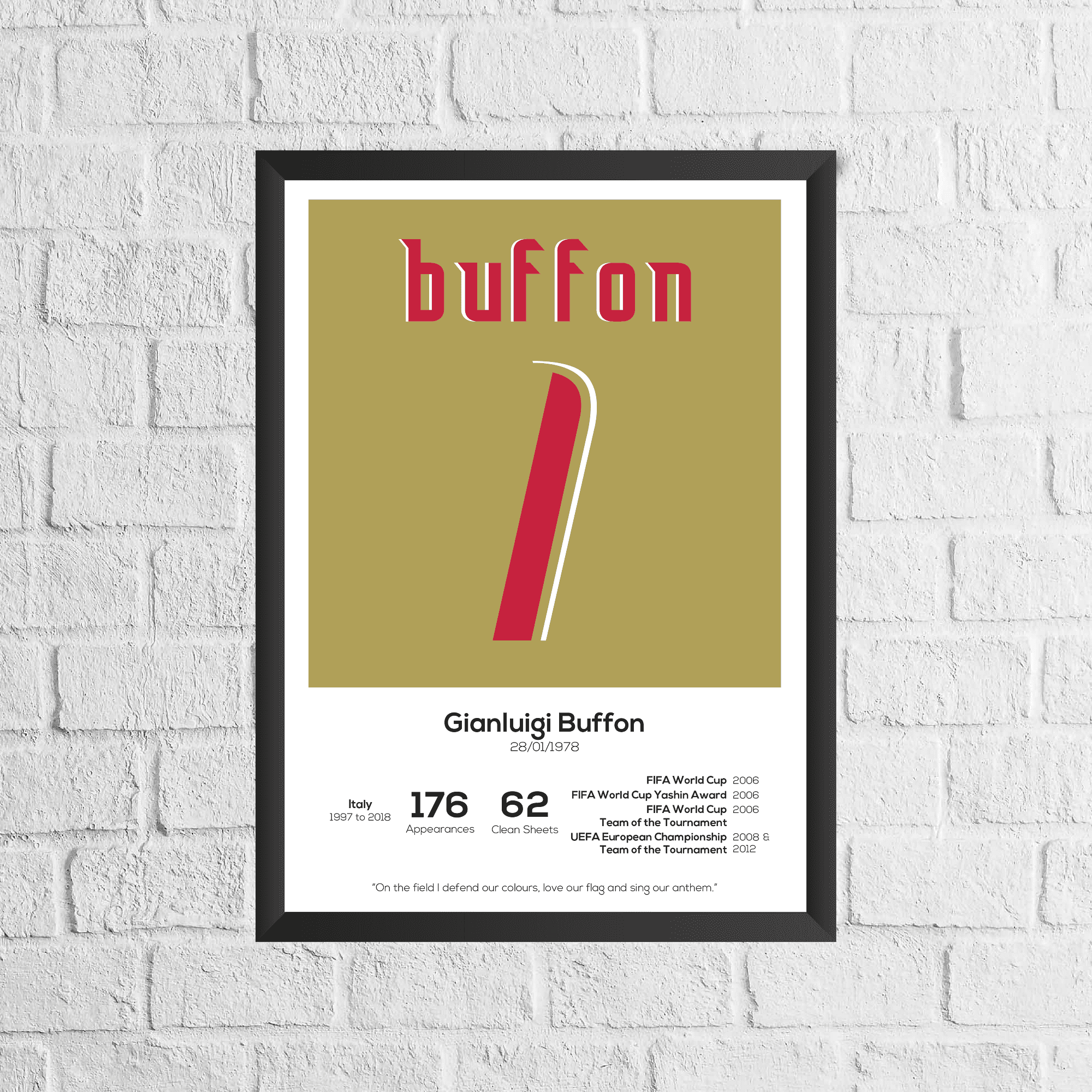 Gianluigi Buffon Italy Legend Stats Print