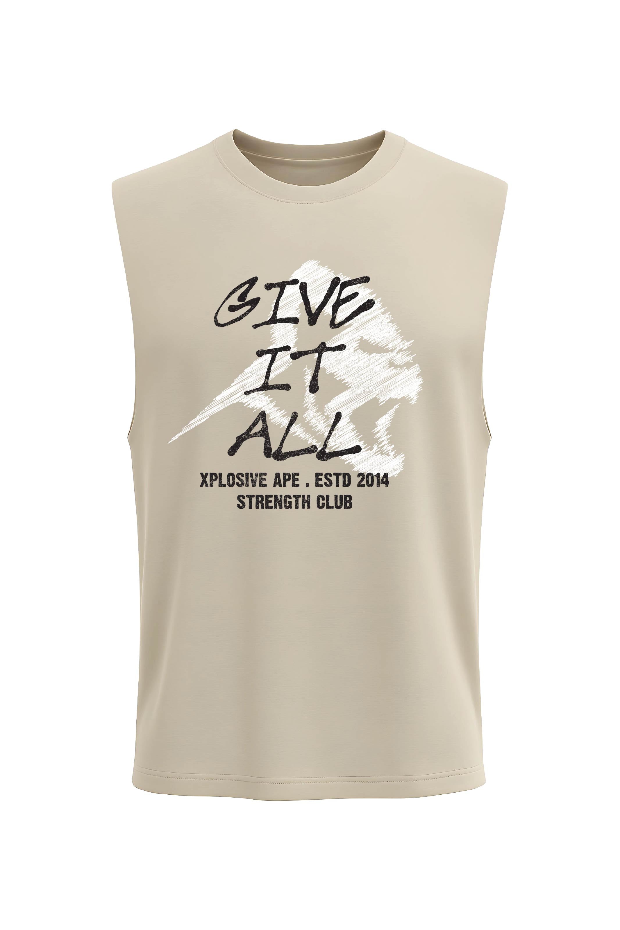 XAPE Give It All Drop Arm Tank Top - Sand