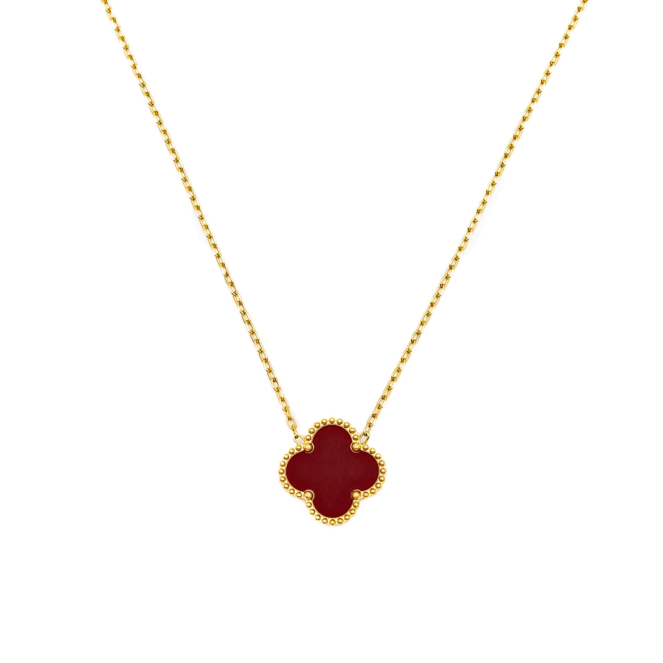 Gold Single Clover Necklace (Wine)
